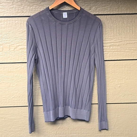 Eleventy Gray Rib Knit Crewneck Pullover Sweater Size Medium Men's NWT - Picture 2 of 8